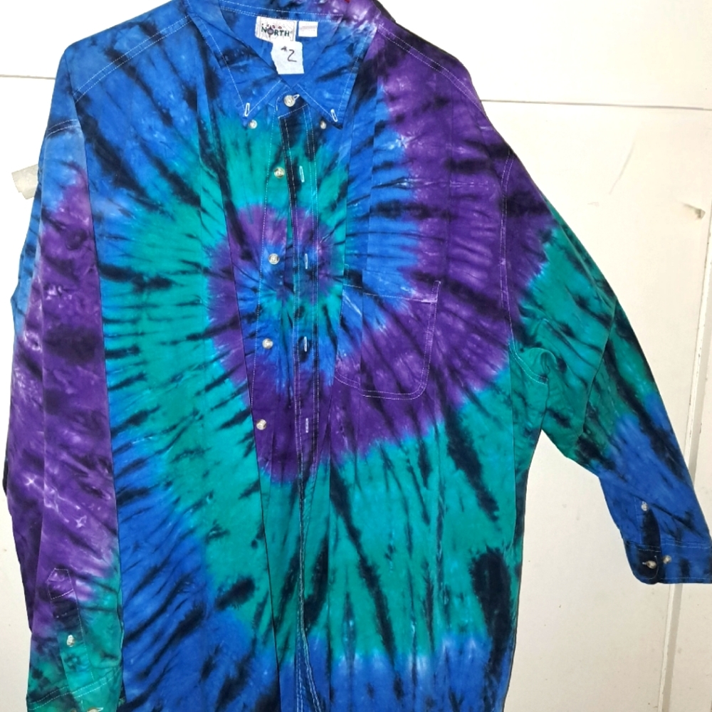 NWT Tie Dye Long sleeve button down shirt #2. 3XL Men's